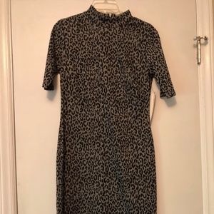 Grey and Black Animal Print knee length dress